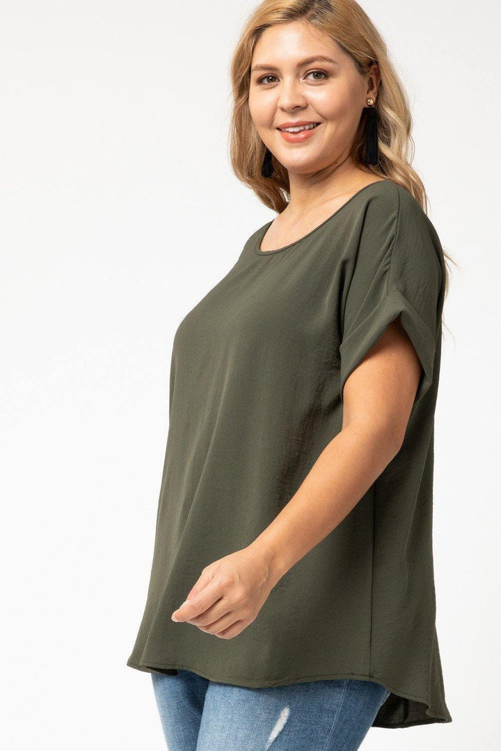Cuff Sleeved Top in Plus - Tres Chic Houston