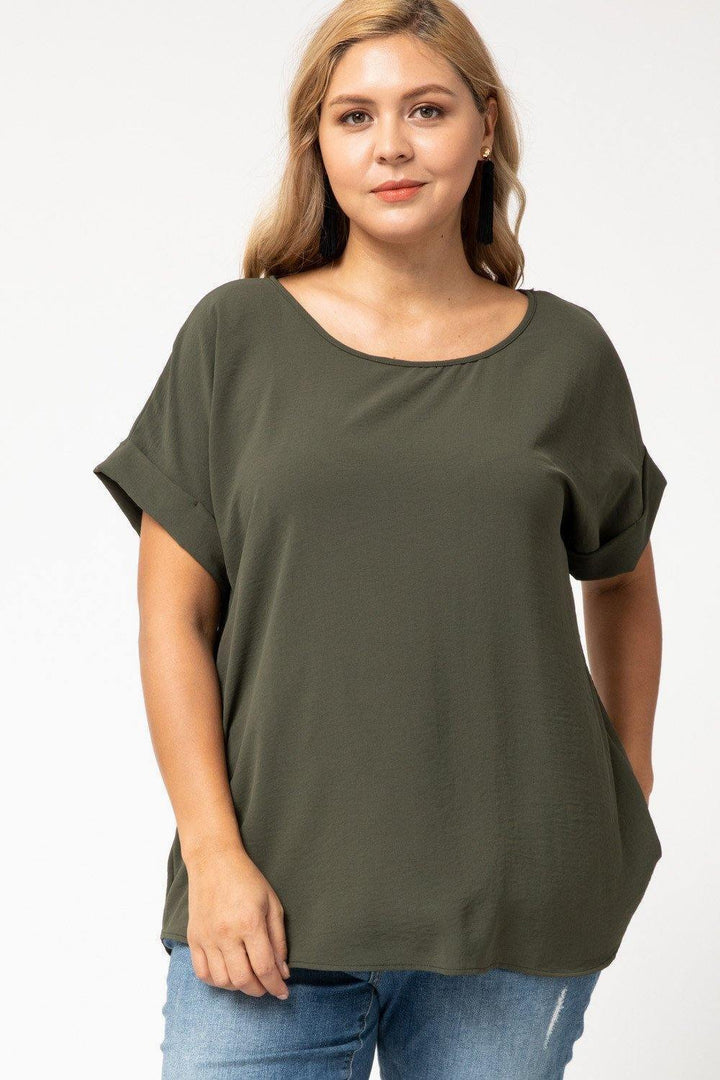 Cuff Sleeved Top in Plus - Tres Chic Houston