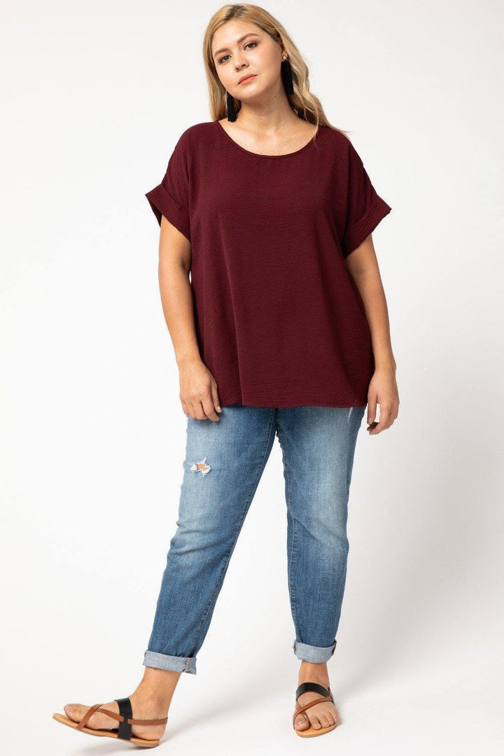 Cuff Sleeved Top in Plus - Tres Chic Houston