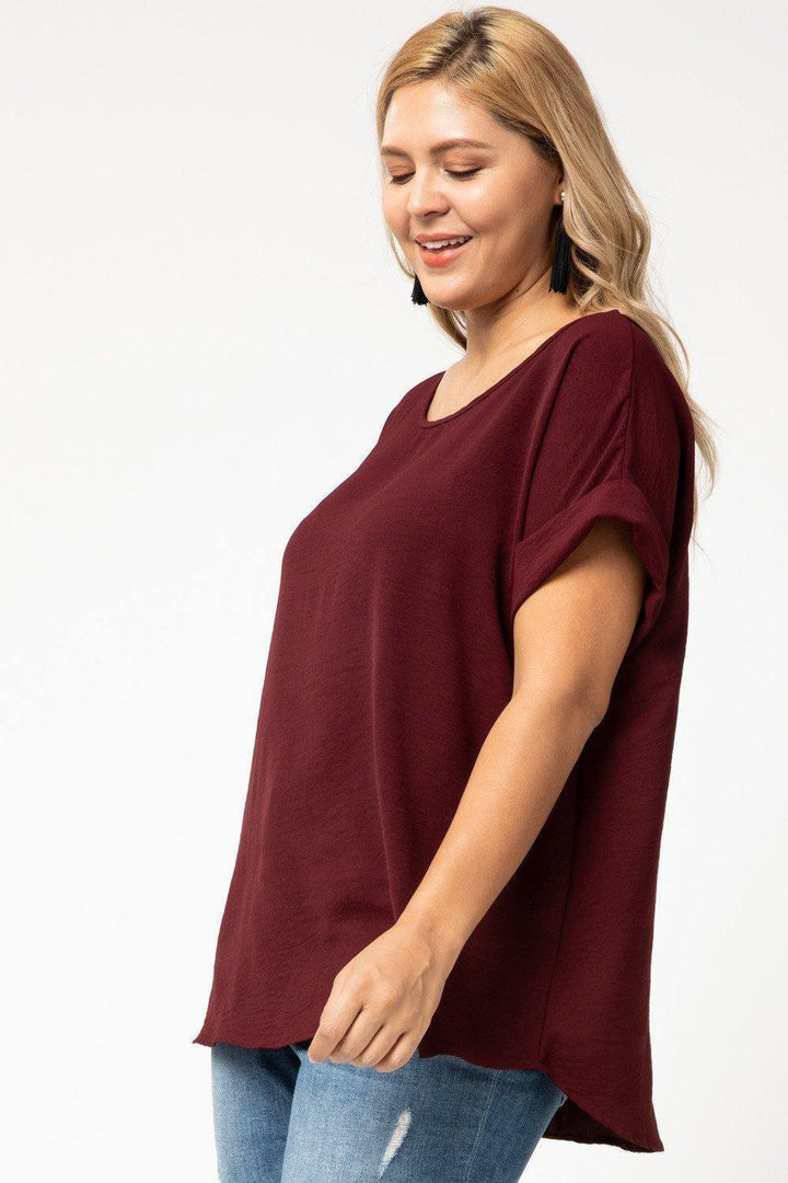 Cuff Sleeved Top in Plus - Tres Chic Houston