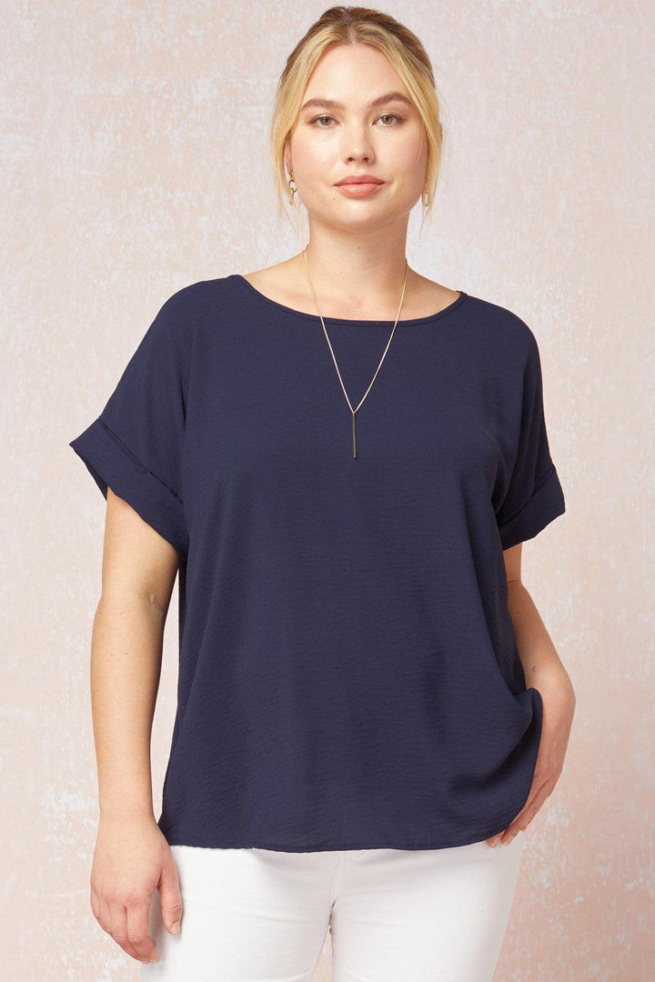 Cuff Sleeved Top in Plus - Tres Chic Houston