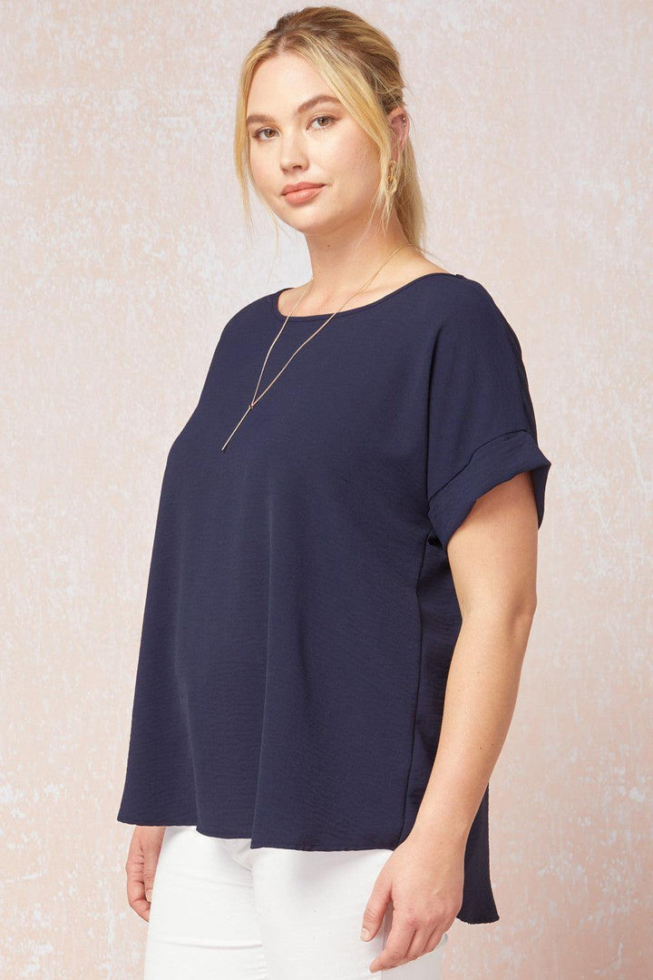 Cuff Sleeved Top in Plus - Tres Chic Houston