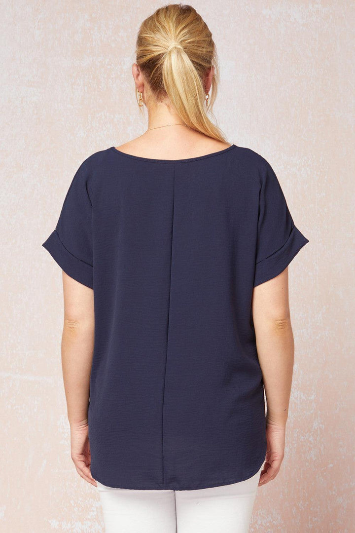 Cuff Sleeved Top in Plus - Tres Chic Houston