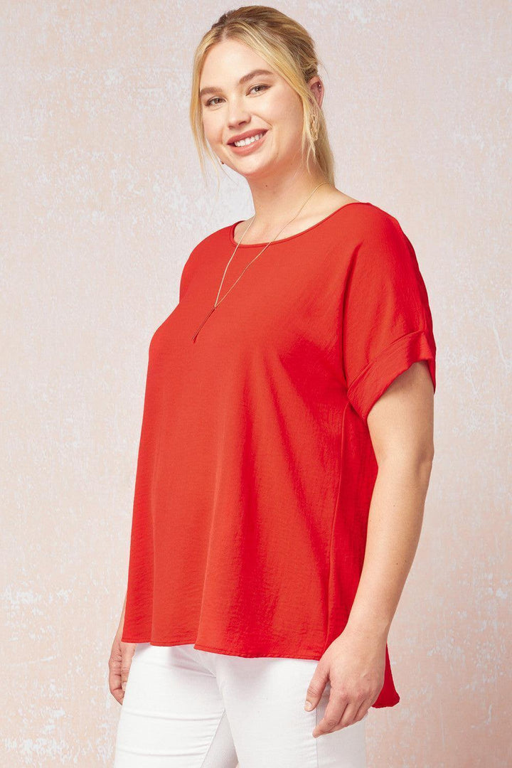 Cuff Sleeved Top in Plus - Tres Chic Houston