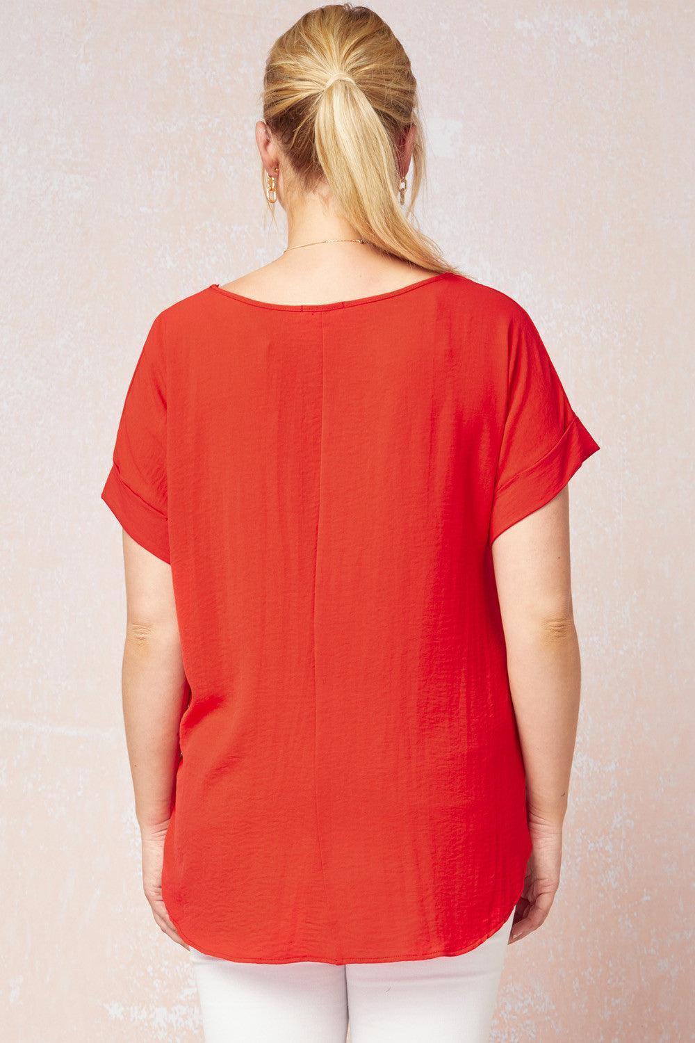 Cuff Sleeved Top in Plus - Tres Chic Houston