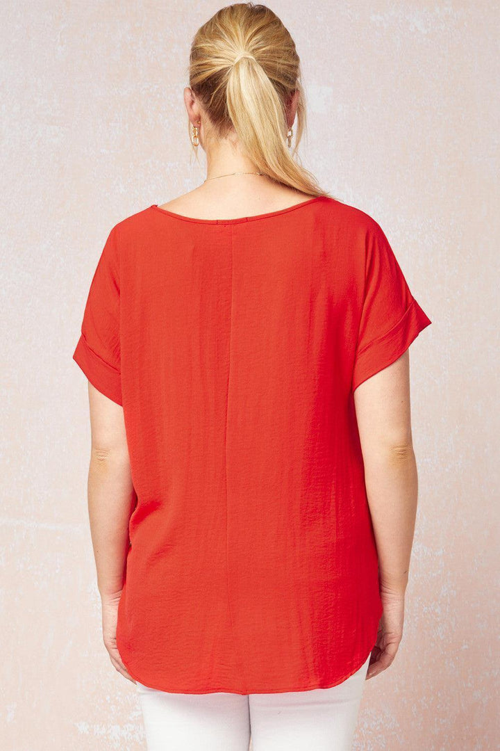 Cuff Sleeved Top in Plus - Tres Chic Houston
