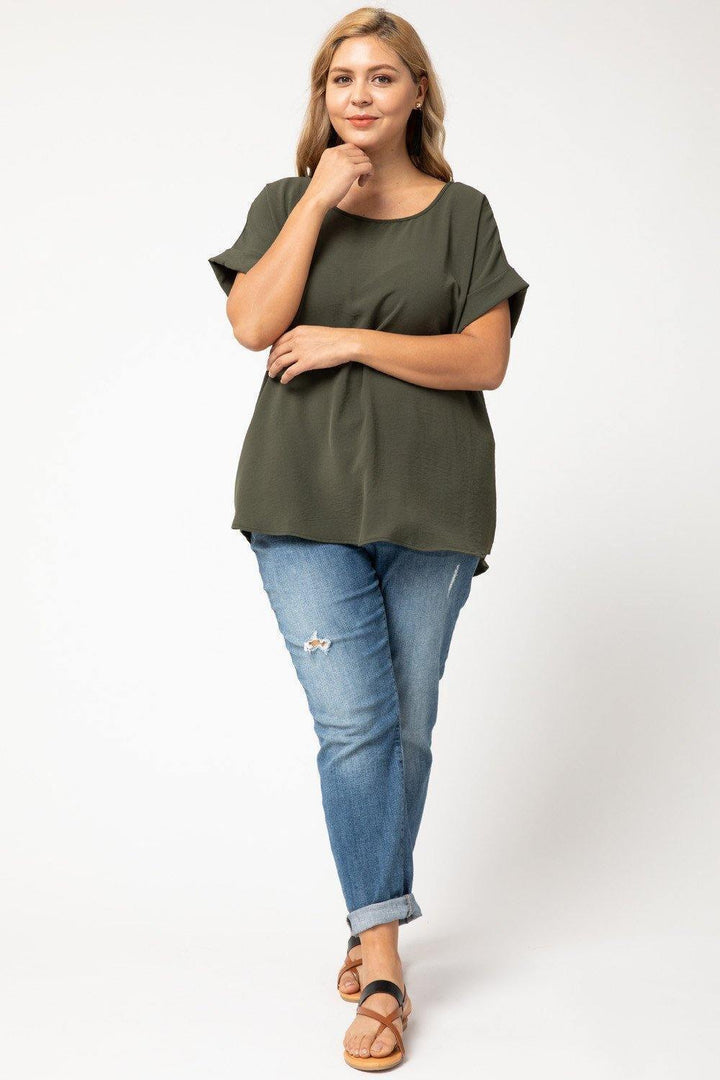 Cuff Sleeved Top in Plus - Tres Chic Houston