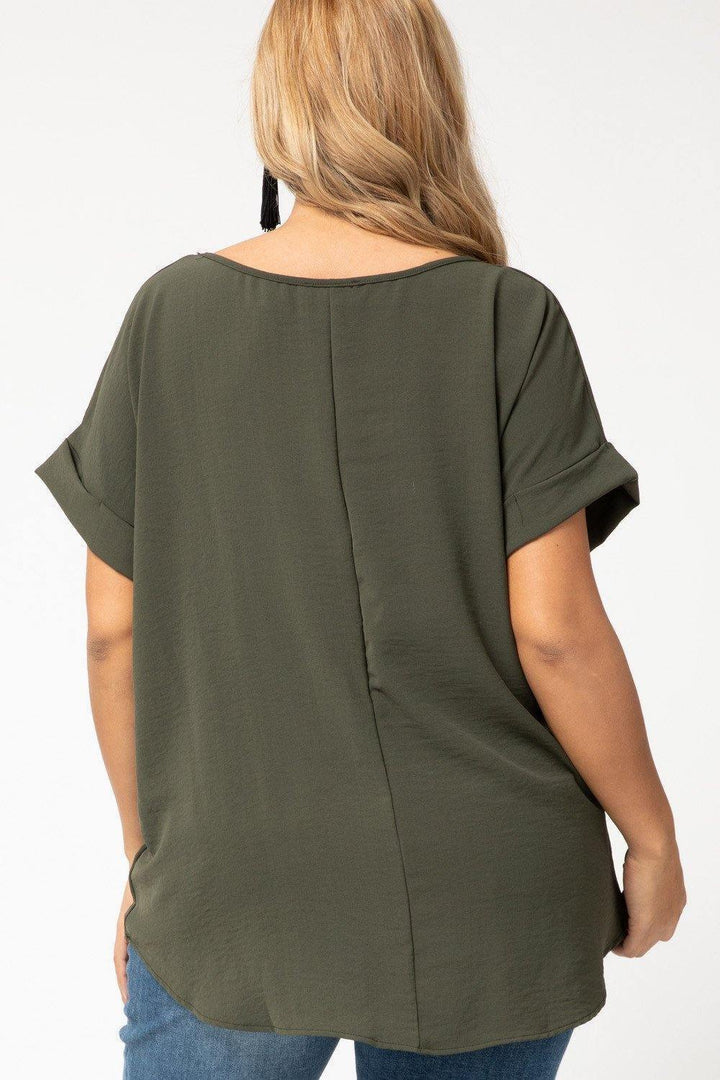 Cuff Sleeved Top in Plus - Tres Chic Houston