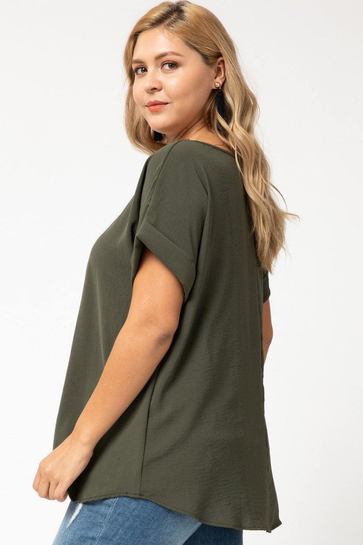 Cuff Sleeved Top in Plus - Tres Chic Houston