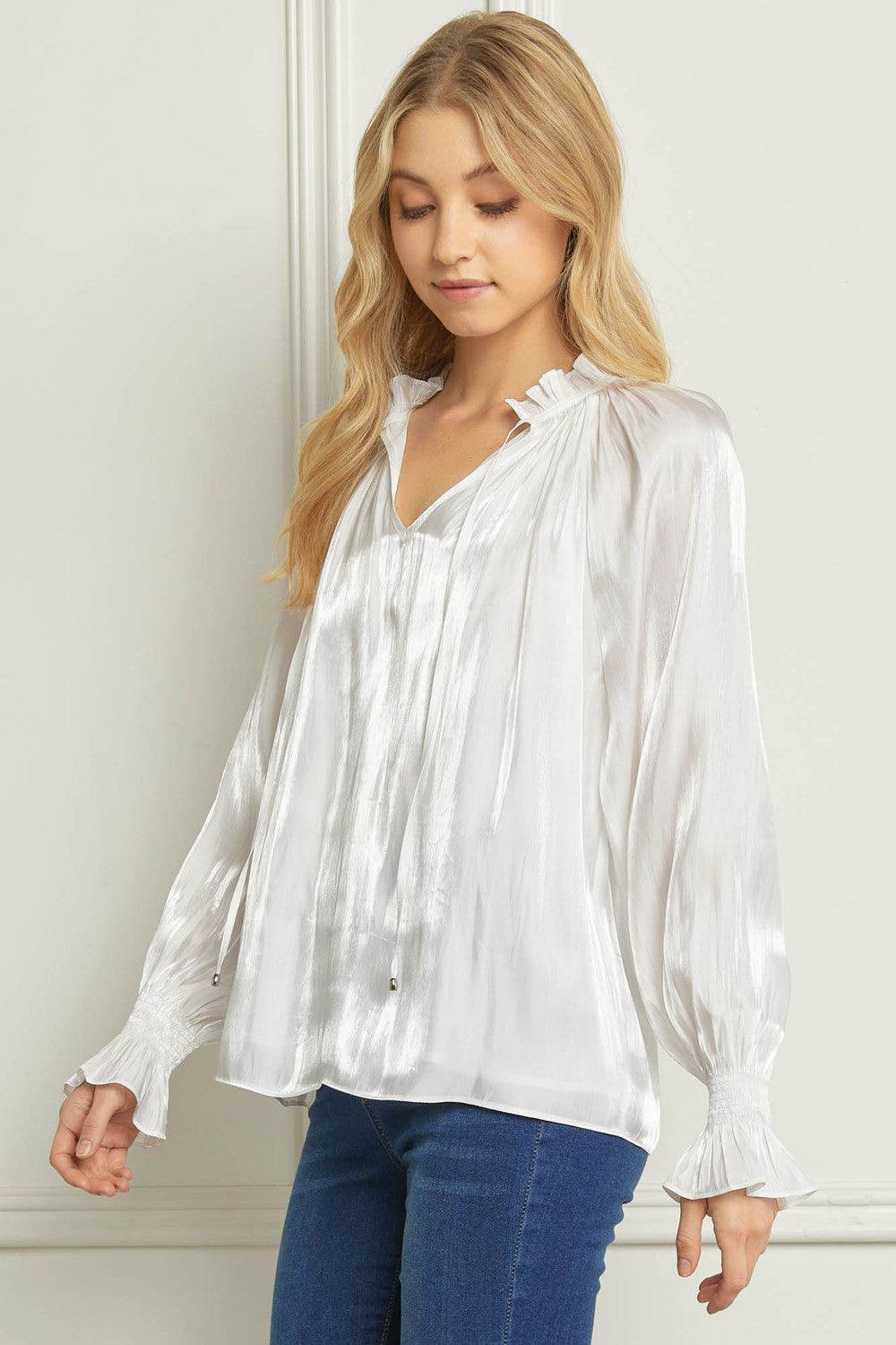 V-Neck Shimmer Blouse - Très Chic