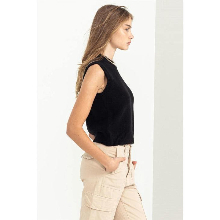 Petite women clothing and dresses sweater vest black