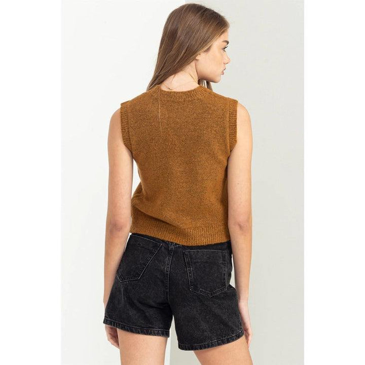 Petite women clothing and dresses sweater vest brown