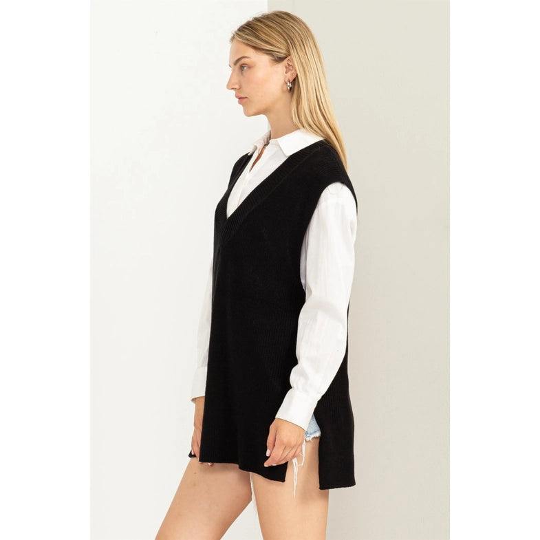 women over 50 boutique near me long sweater vest black
