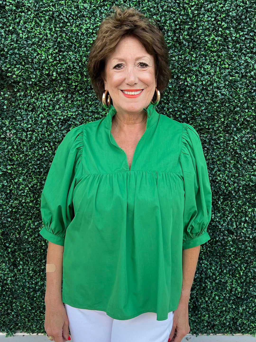 top like never a wallflower tres chic boutique jade and joy joy brand cotton top green blouse v neck