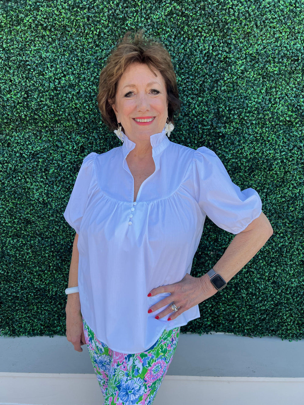 Cotton Puff Sleeve Yoke Blouse jade brand tres chic womens boutique