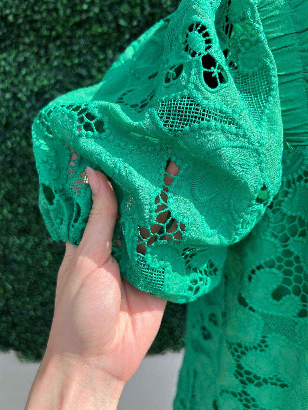 Lacy Green Blouse by Jade Brand tres chic womens online trendy boutique