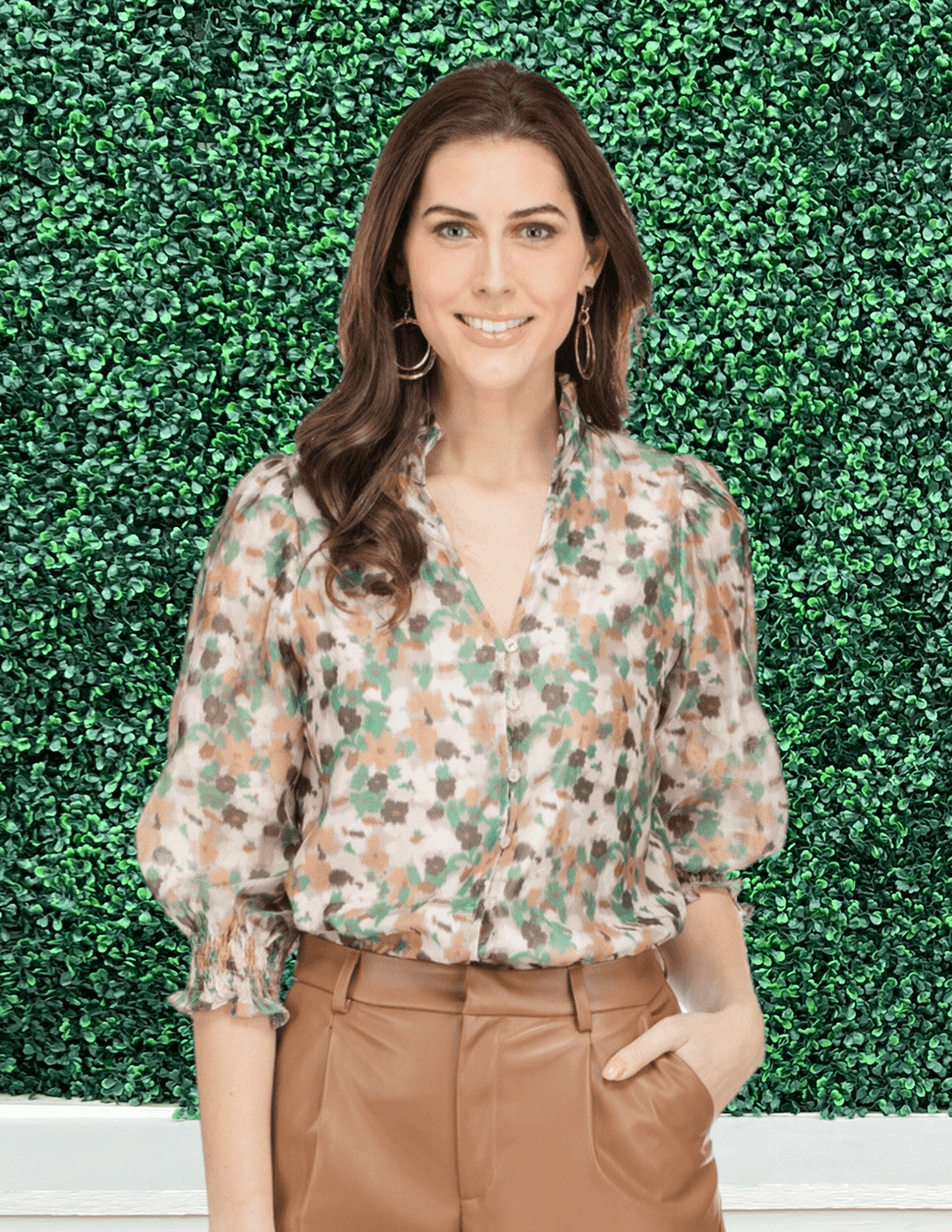 Green/tan/white jade clothing boutique housotn texas blouses fall style