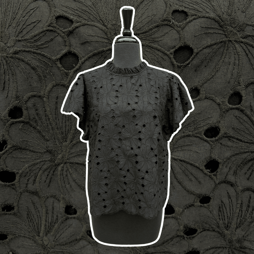 Black Floral Eyelet Top jodifl tres chic womens trendy summer cotton clothing houston texas