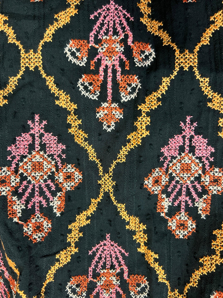 Joy Joy brand Embroidered Blouse pink orange black