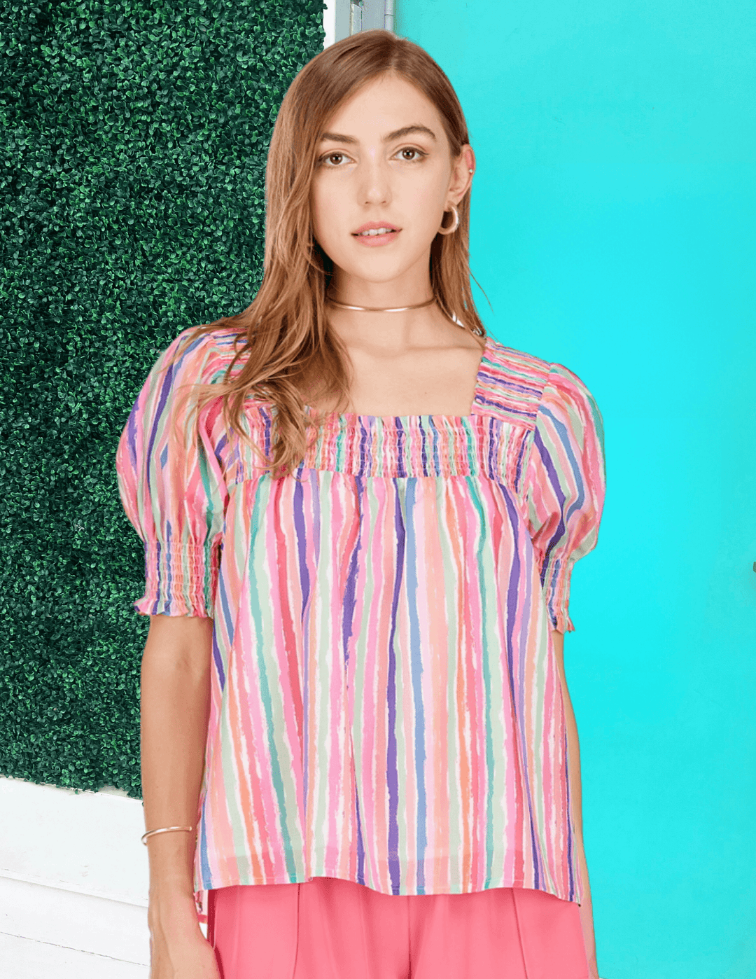 vivid rainbow stripe blouse joy joy bran dlight weight spring summer rainbow best online boutique