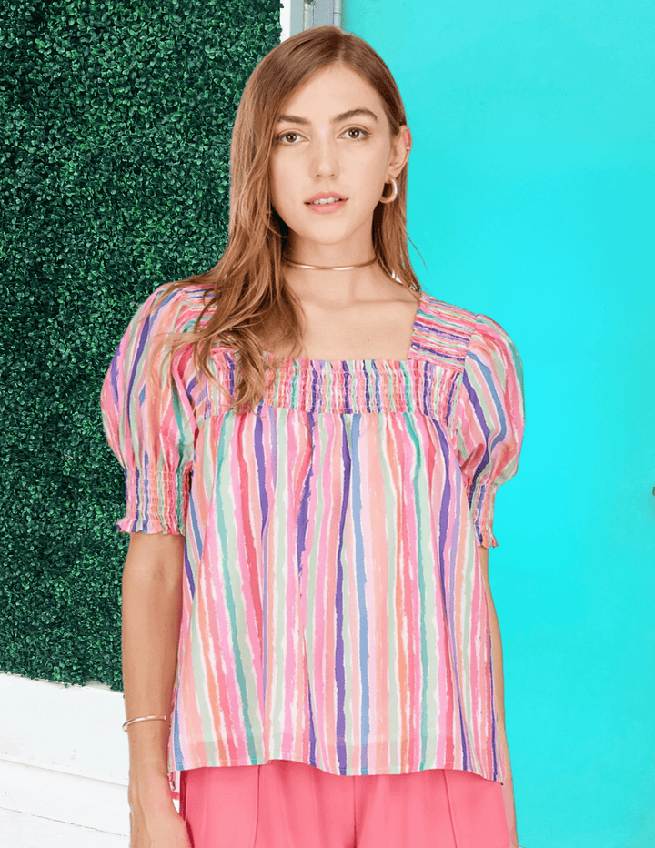vivid rainbow stripe blouse joy joy bran dlight weight spring summer rainbow best online boutique