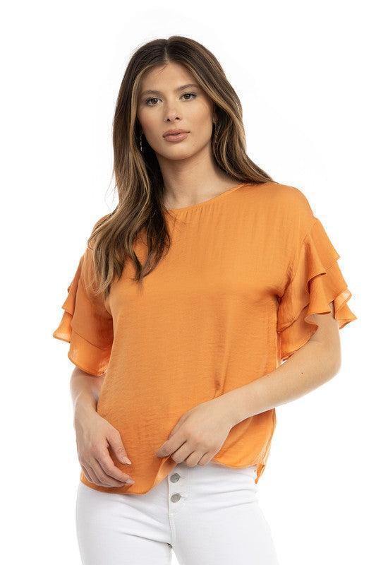 Double Ruffle Sleeve Top - Tres Chic Houston
