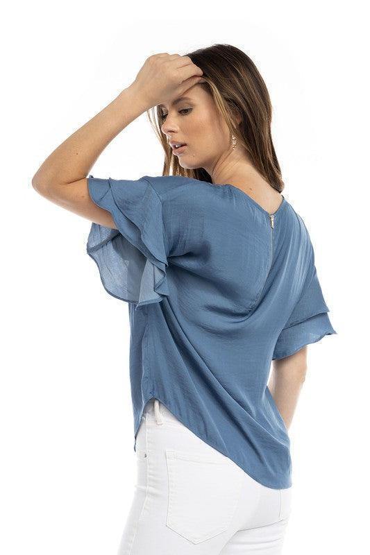 Double Ruffle Sleeve Top - Tres Chic Houston