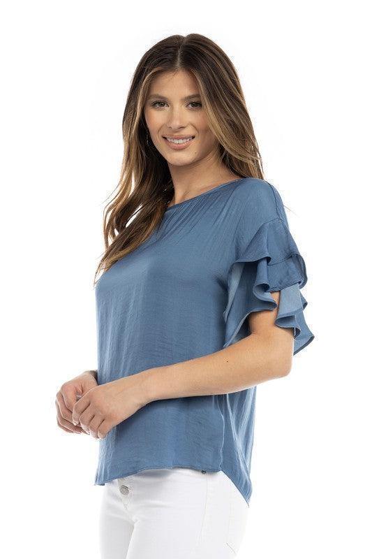 Double Ruffle Sleeve Top - Tres Chic Houston