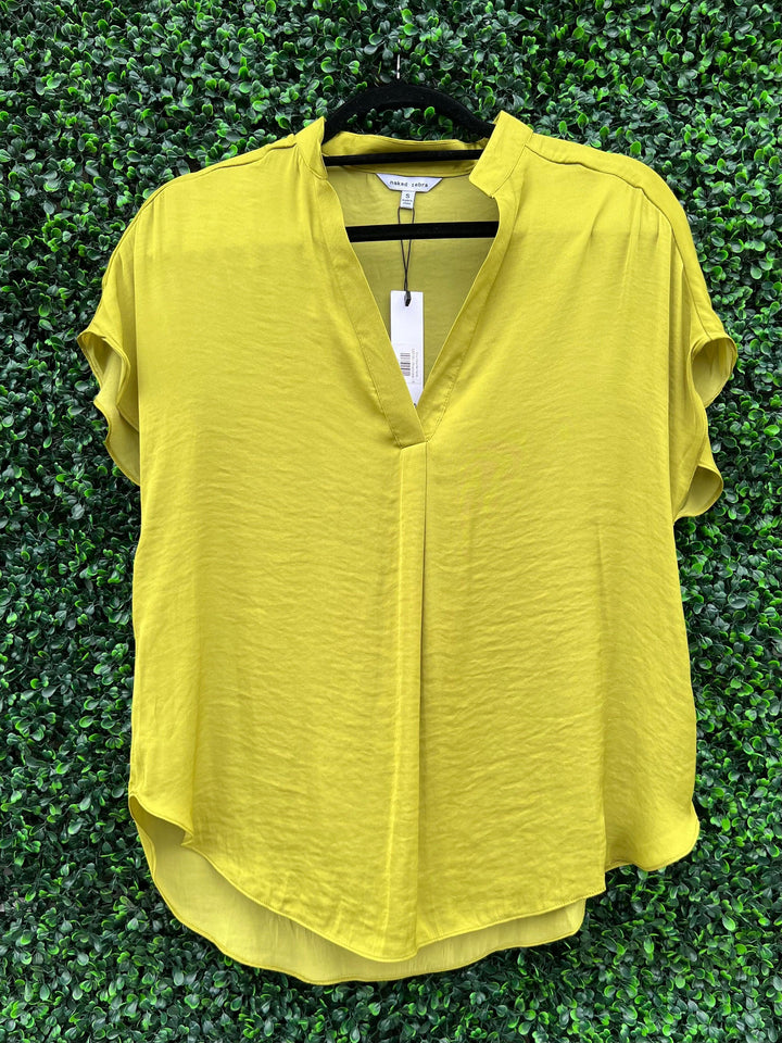 Loose light green silk Tres Chic top