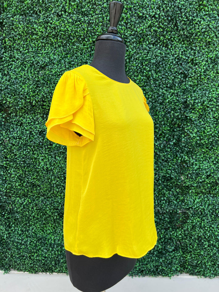bright yellow flutter sleeve boutique online near me houston