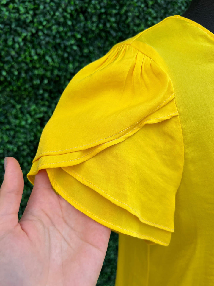 bright yellow flutter sleeve boutique online near me houston