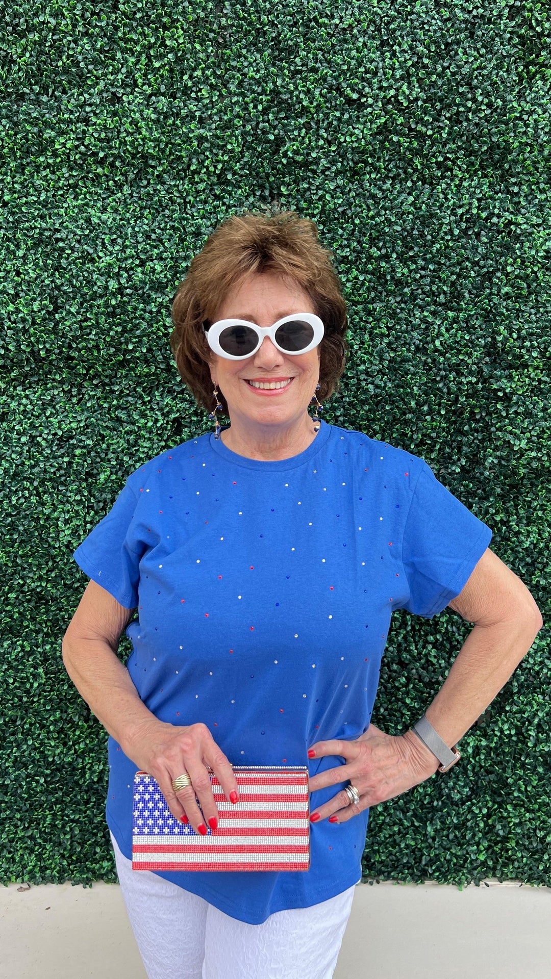 Red White and Blue Rhinestone Tee memorial day 4th of july cute festive tops