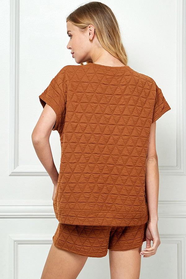 see and be seen quited athleisure brown cinnamon