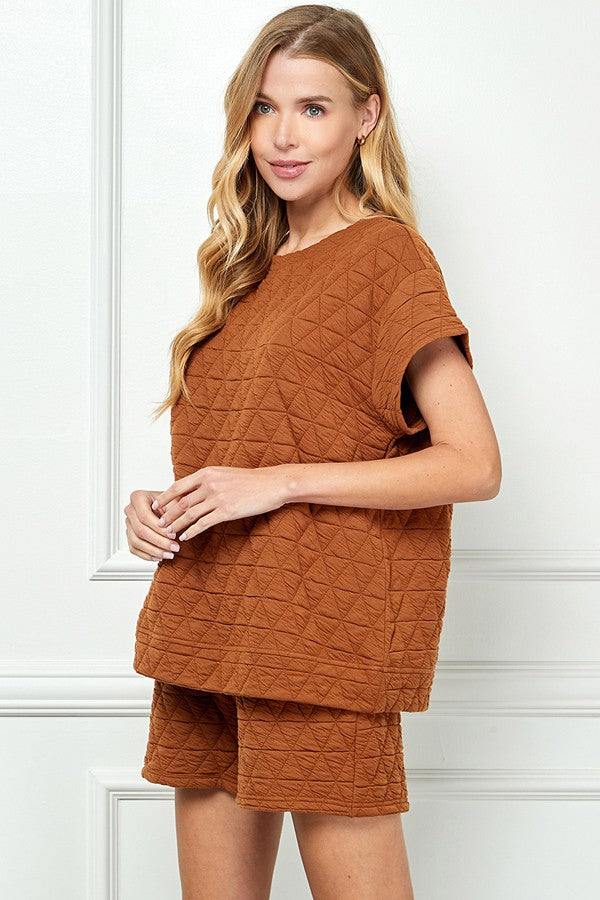 see and be seen quited athleisure brown cinnamon