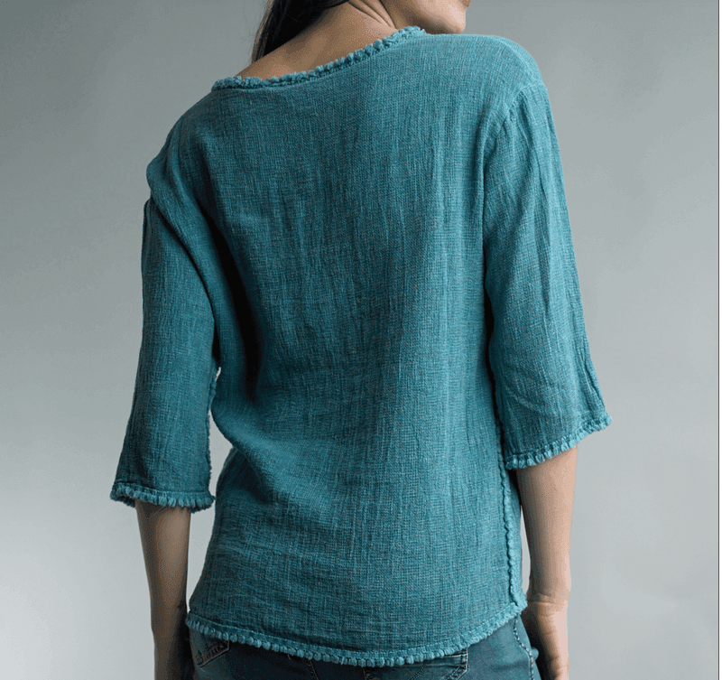 black and seafoam green blue linen tops temo paris
