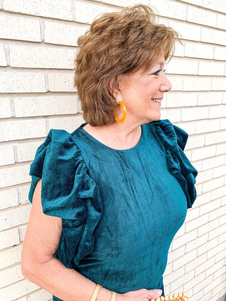 Teal Corduroy Top - Très Chic