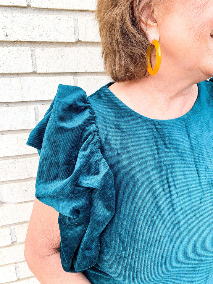 Teal Corduroy Top - Très Chic