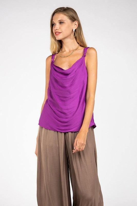 Cowl Neck Drape Top - Tres Chic Houston