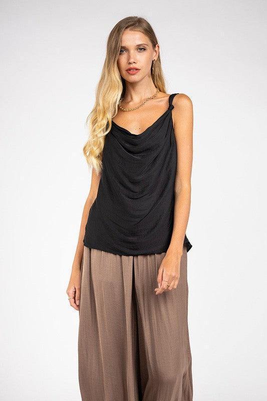 Cowl Neck Drape Top - Tres Chic Houston