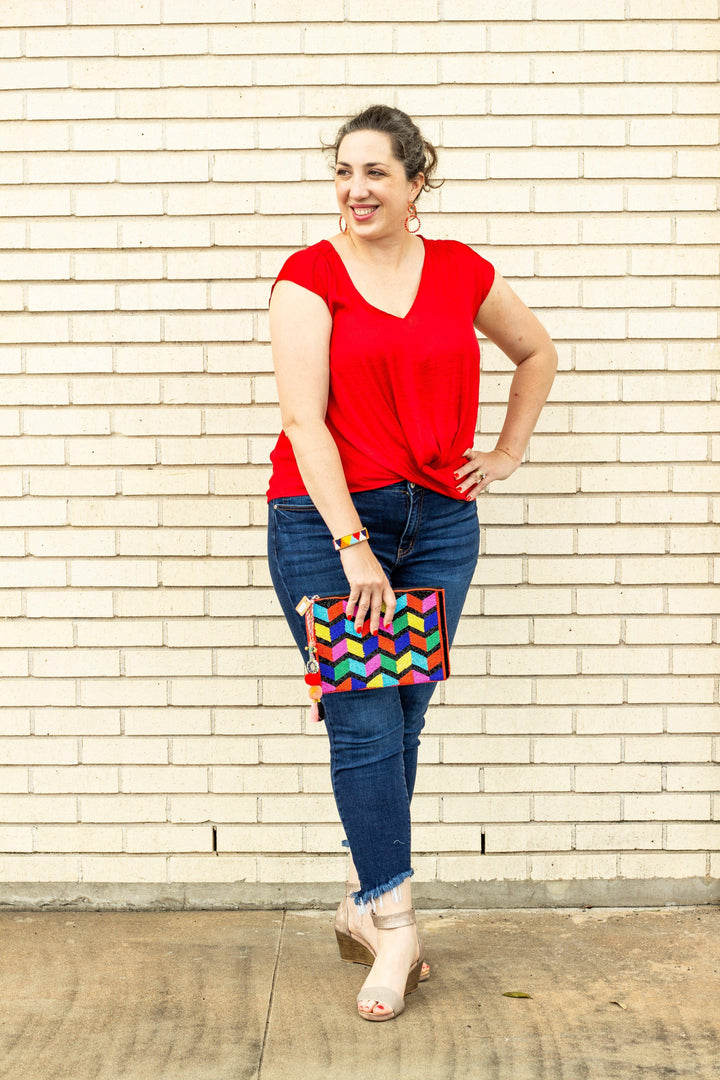 Drop Shoulder Twist Top - Tres Chic Houston