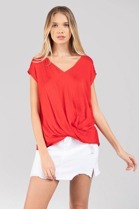 Drop Shoulder Twist Top - Tres Chic Houston