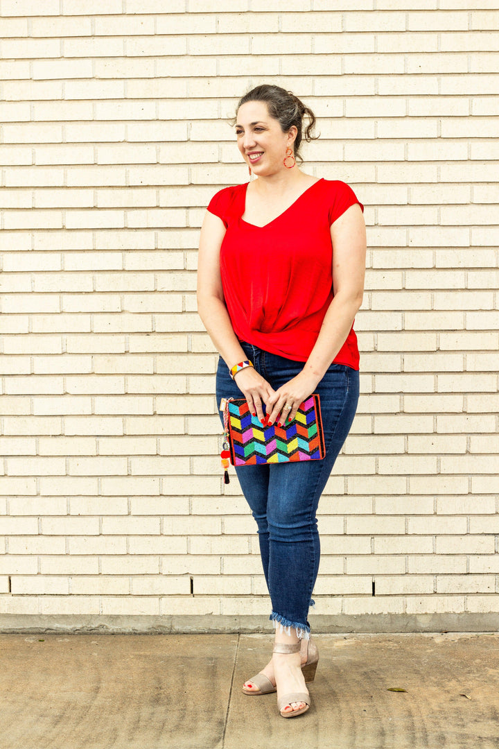 Drop Shoulder Twist Top - Tres Chic Houston