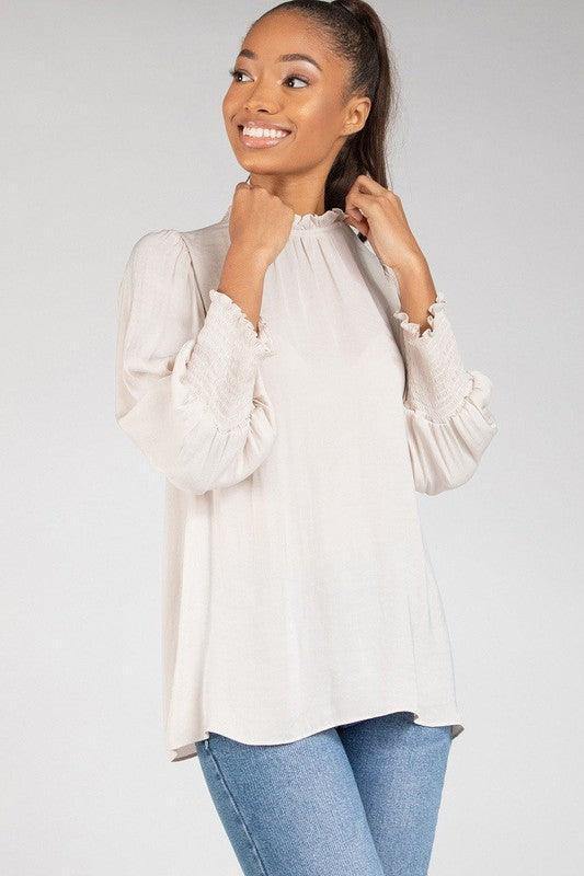 Mock Neck Ruffle Top - Tres Chic Houston