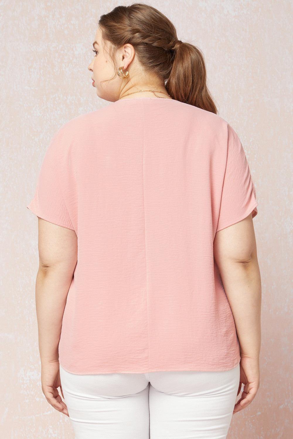 Peachy Blush V-Neck Top - Tres Chic Houston