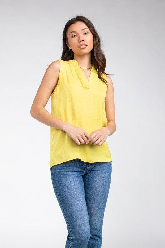 Sleeveless Mandarin Collar Top - Tres Chic Houston