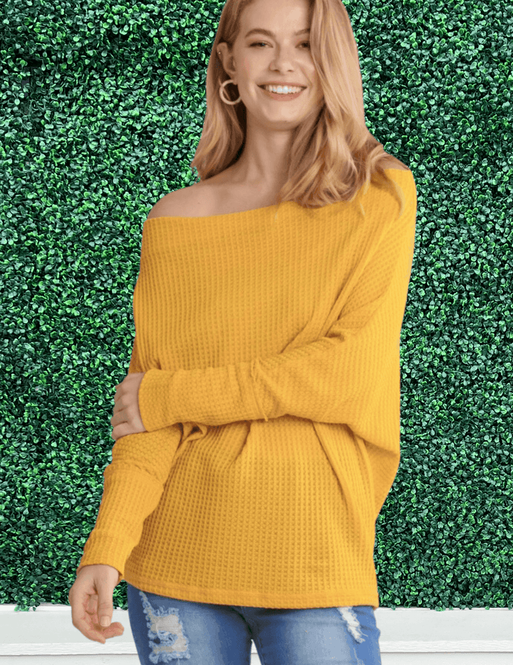 Waffle Slouchy Sweater tres chic houston women boutique