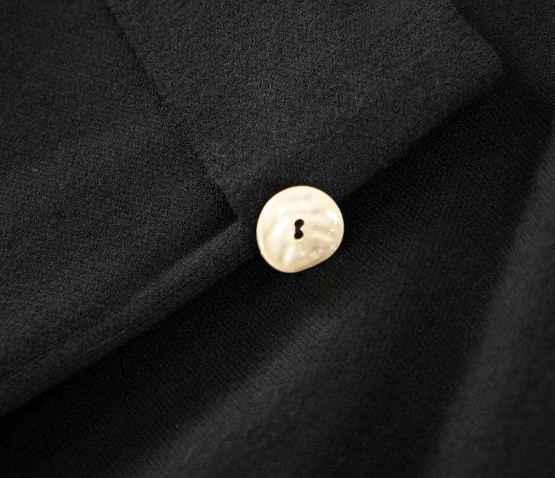 Turtleneck Tunic Sweater with gold button detail and silt at sides black