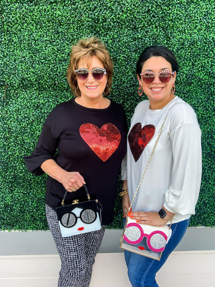 All You Need Is Love Sequin Heart Top - Très Chic