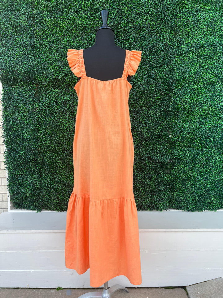 flutter sleeve dresses maxi online coral ruffle