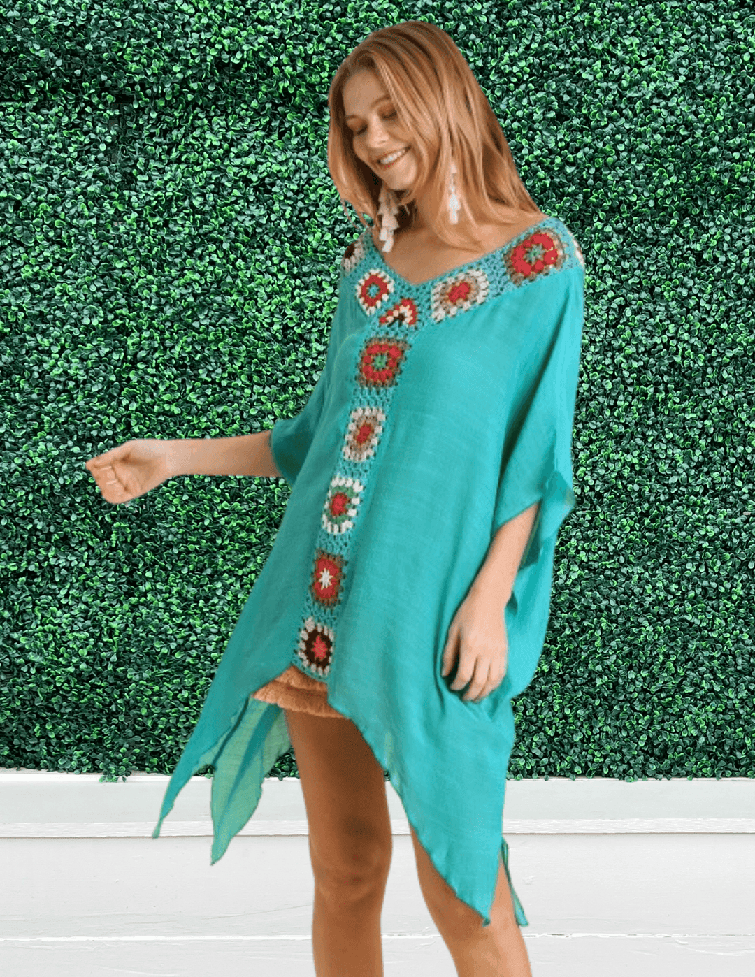Crochet Caftan Coverup/Top tres chic houston